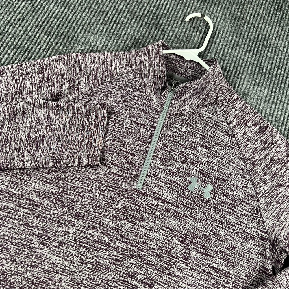 Under Armour Pullover Shirt Mens Small Purple Long Sleeve 1/4 Zip Mock Heat Gear